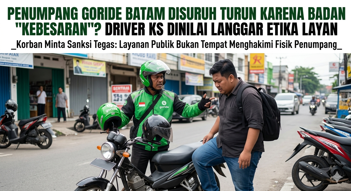 PENUMPANG GORIDE BATAM DISURUH TURUN KARENA BADAN “KEBESARAN”? DRIVER KS DINILAI LANGGAR ETIKA LAYAN
