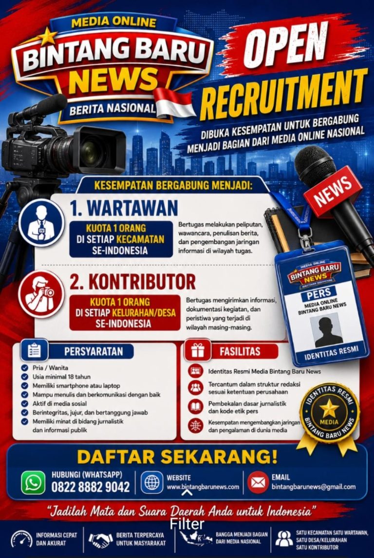 Bintang Baru News Buka Kesempatan Menjadi Wartawan dan Kontributor di Seluruh Indonesia