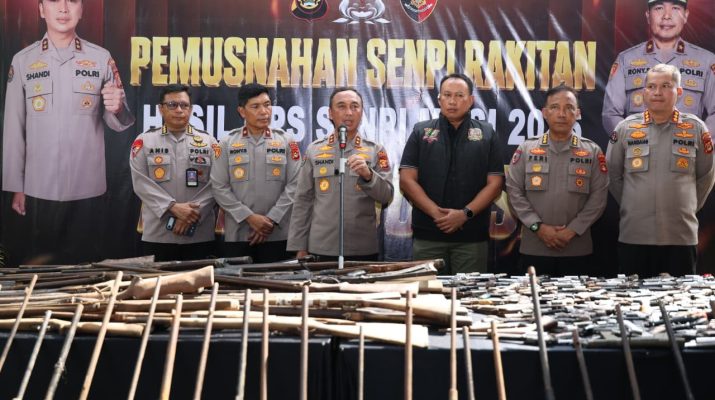Negara Hadir Berantas Senpi Ilegal, Polda Sumsel Musnahkan Ratusan Senjata Api Hasil Ops Senpi Musi 2026