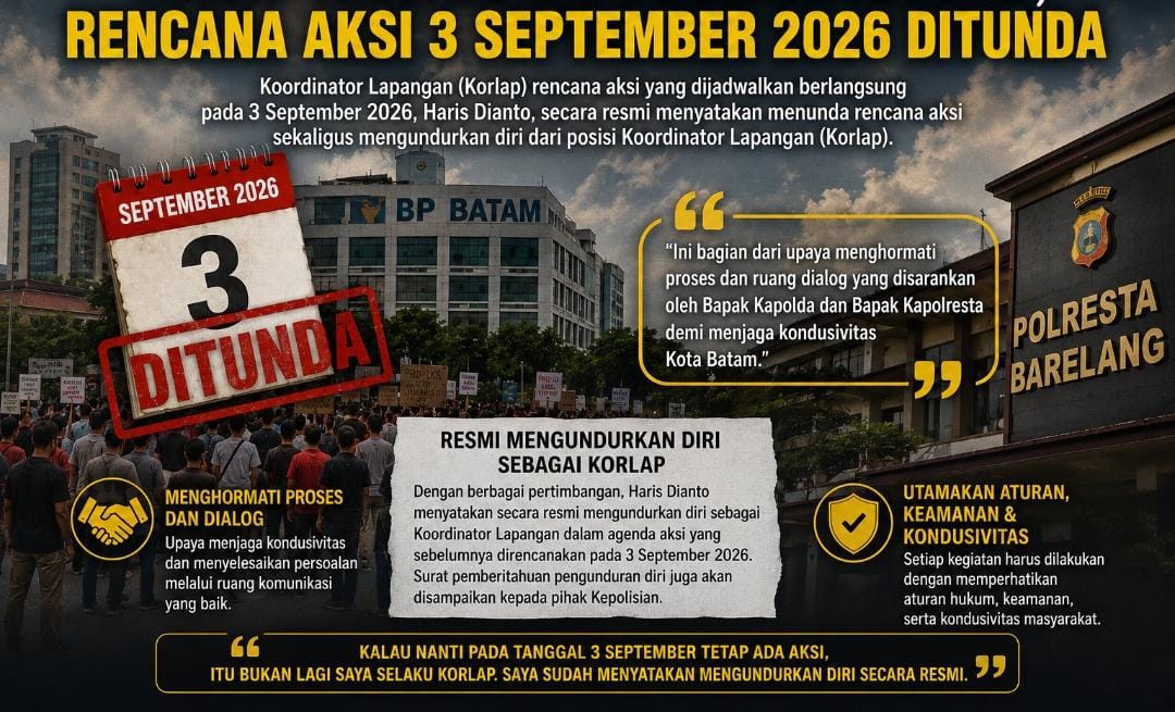 Khawatir Ditunggangi, Korlap Batam Haris Dianto Mundur dan Tunda Aksi 3 September