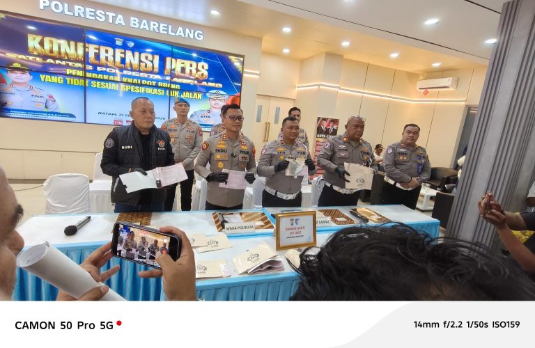 Konfrensi Pers Hasil Penindakan Balap Liar Dan Knalpot Tidak Sesuai Spesifikasi Teknis Polresta Barelang